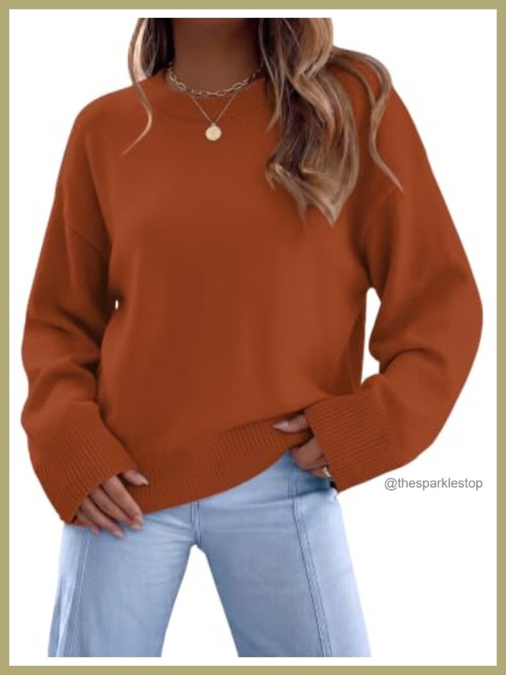 Womens Lightweight Knit Sweater Crew Neck Long Sleeve Pullover